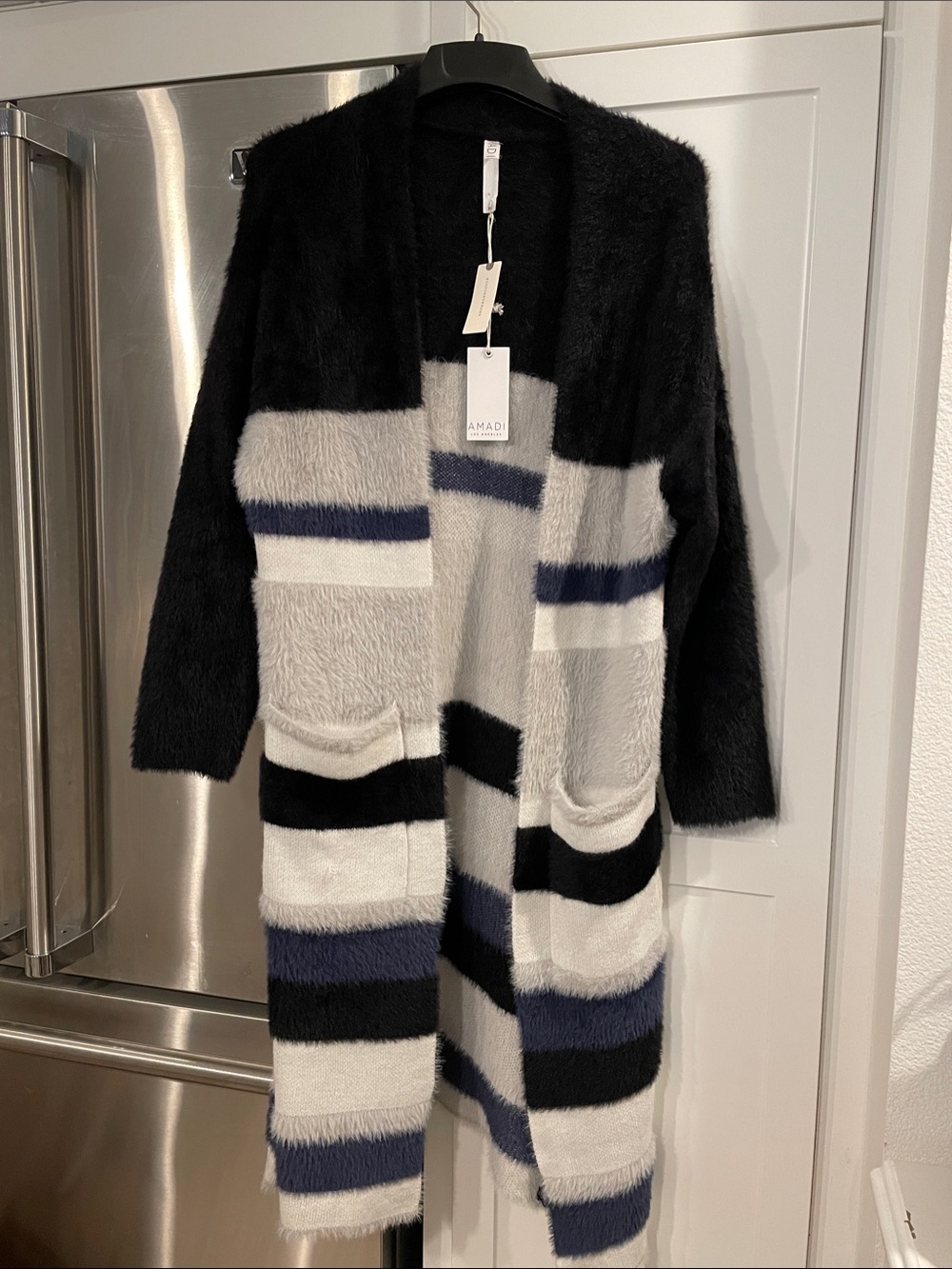 NWT AMADI x Anthropologie Savannah Striped eyelash cardigan / Coatigan